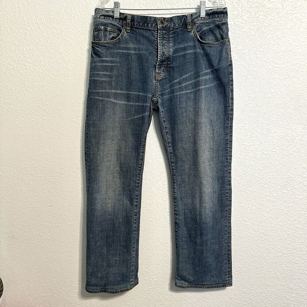 John Varvatos Jeans Men 36 X 28 Authentic Fit Straight USA Button Fly Blue Denim